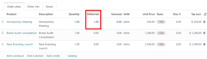 A milestone product that's been reached marked as delivered on the sales order in SotaERP.