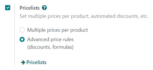 How the pricelist feature setting looks in SotaERP Sales.